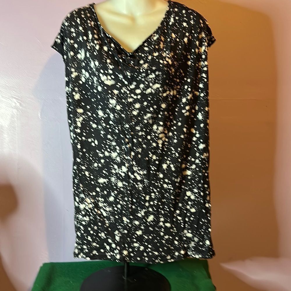 Michael Kors Black Abstract Splatter Blouse | Sleeveless | Size Large